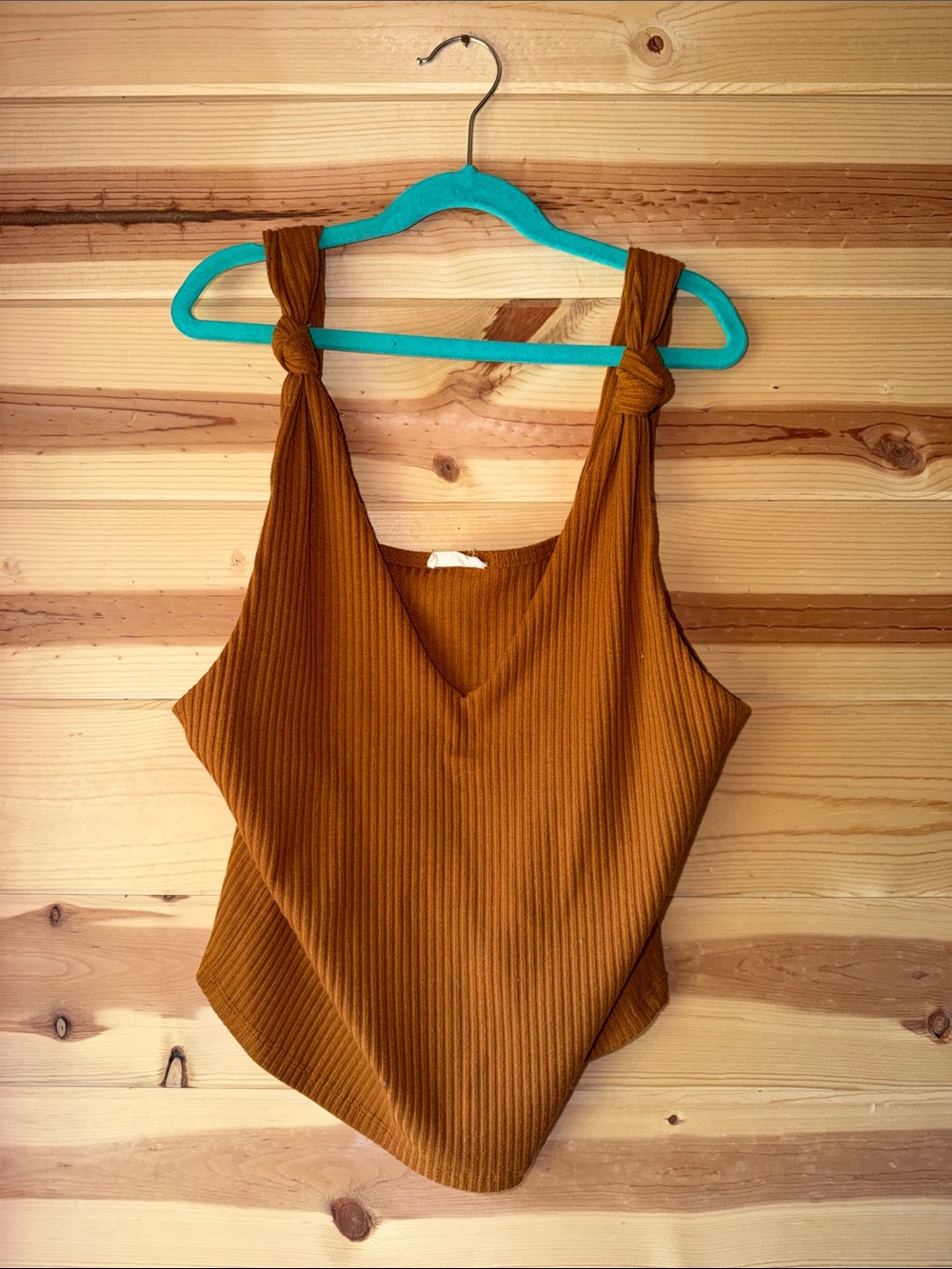 Miss Me Ribbed Knot-Shoulder Camisole - Mustard